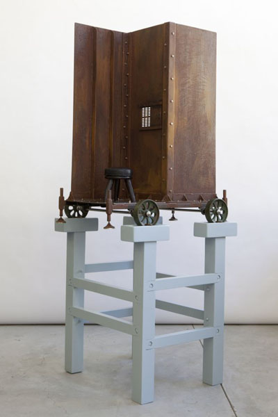 Click the image for a view of: Confession Podium 2015 Bronze, weather resistant steel, mild steel, stainless steel, wood, enamel paint 760X1690X645mm